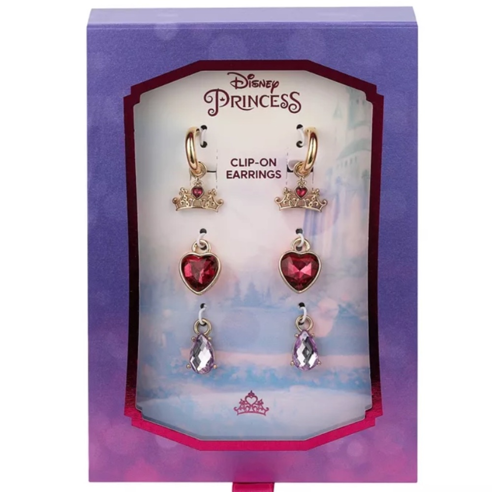 Disney Kid's Princess Aurora Multicolor Mix and Match Removable Clip Earring Set